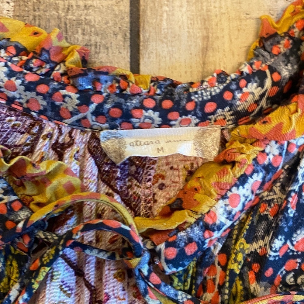 Altar’d State Bohemian Colorful Ruffled Bell Sleeve Dress - Picture 4 of 11